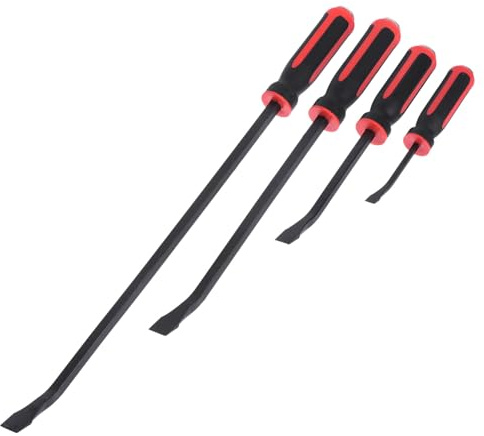 PATIKIL Pry Bar Set, Heavy Steel Strike Cap Handle with Angled Tip 4 Pack - 8 Inch/12 Inch/18 Inch/24Inch Thicker Mechanic Handle Tools for Prying Scraping Lifting Pulling