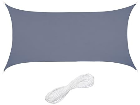 Relaxdays Sonnensegel, 2 x 4 m, wasserabweisend, Polyester, Spannseile, Segeltuch rechteckig, Garten, Balkon, dunkelgrau