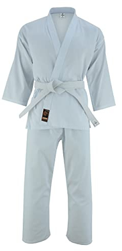JAGUAR PRO GEAR - Regular Lightweight Karate Gi Uniforms With Belt Kids Adults Unisex (US, Alpha, 4X-Small, Regular, Regular, White)