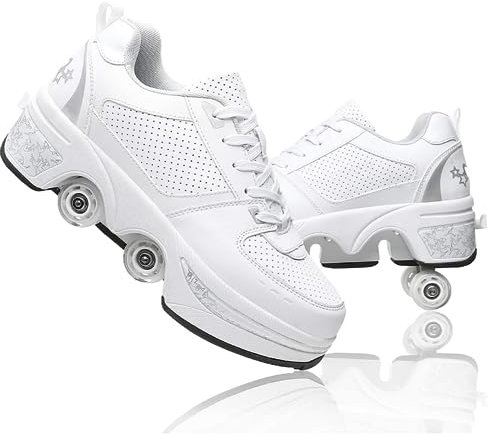 Roller Schuhe, Schuhe mit Rollen rollerskates mädchen Männer, Skateboard Schuhe Bequem Und Atmungsaktiv Quad Skates Verstellbare Rollschuhe Verstecktes Rad Sneaker mit Rollen
