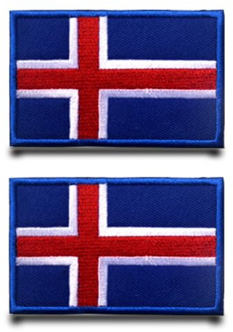 2 stycken Islands flagga patch kardborreband, taktisk militär iceland lapp, airsoft lapp för kardborreband, jacka, ryggsäckar, taktiska kläder, väskor