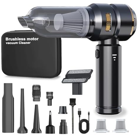 Lyiazsoy Car Vacuum Handstaubsauger, 22000PA Auto staubsauger stark, wiederaufladbarer Handstaubsauger, tragbarer Akku-Druckluftstaubsauger für Auto und Haushalt (Schwarzes Gold)