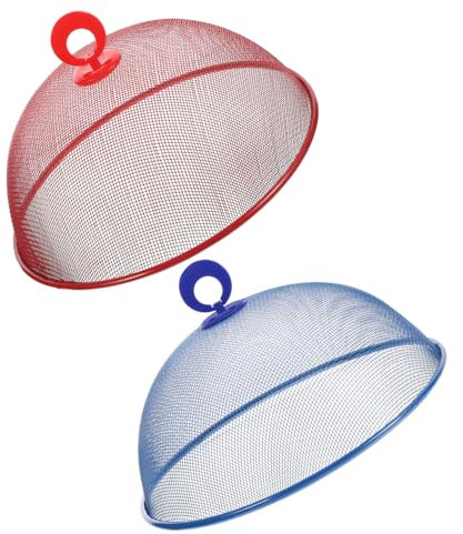 Cabilock 2 Piezas Afuera Cubierta De Red para Alimentos Aire Cubiertas De Comida De Paraguas De Malla Tapas De Comida para Interior Cúpula De Campana De Queso Neto Acero Inoxidable