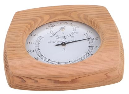 Healeved Simple Sauna and Hygrometer Wall Mount Wood Sauna Accessory for Temperature Humidity