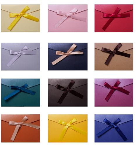 Plstod 12 Stück Briefumschläge Bunt, Mini Briefumschläge mit Band, Bunte Umschläge Kraftpapier, Kleine Briefumschlage Mini für Party Geschenkkarten, Weihnachten, Hochzeit, 17.5 x 12.4 cm