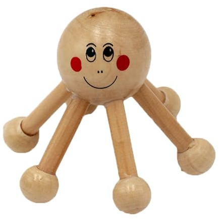 Herramientas de masaje de madera: masajeadores de cabeza sonriente, masajeador de cabeza manual, masajeador de cabeza de mano con forma de araña, masajeador de mano de 6 patas, cintura portátil y