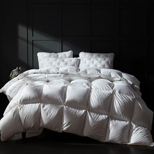 Three Geese Luxury Goose Down Comforter King Size, Ultra-Soft Fluffy Duvet Insert for All Season, 1800TC Cotton Blended Cover Hotel Style Bedding Comforter 106x90 inch
