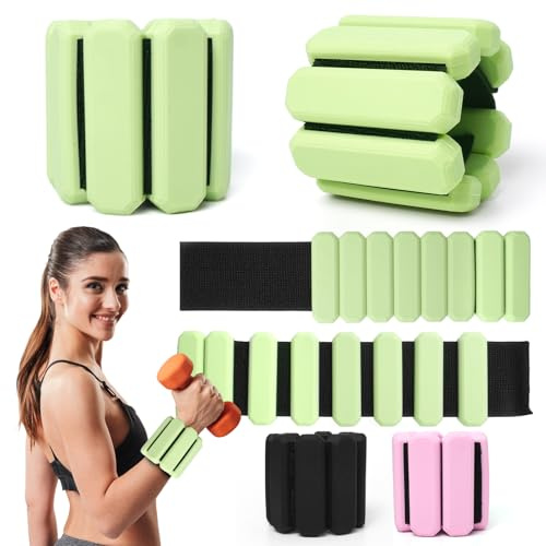 Verstellbare Handgelenkgewichte mit 2 Stück (0,9 kg), Langlebiges tragbares gewichtsmanschetten,ankle weights und Knöchelgewichte für Yoga,Tanz, Pilates, Cardio, Aerobic, Walking (Grün)