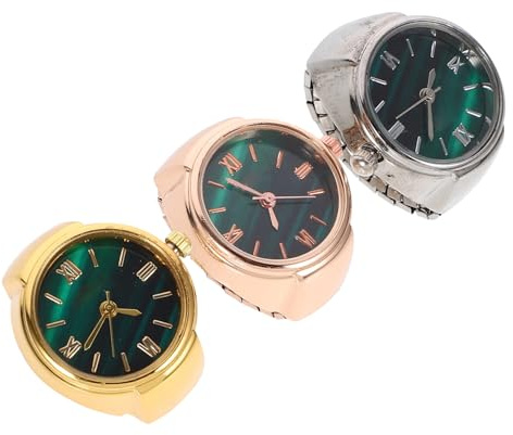 SECFOU Set da 3 Orologi da Dito in Acciaio Inossidabile Vetro, Orologio ad Anello Creativo e Moderno, Non Facile da Deformare o Sbiadire, Adatto per Uso Quotidiano