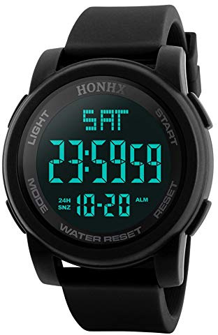 Klockor digital sport kvarts LED mode datum herrklocka Gstb300, Svart, En storlek