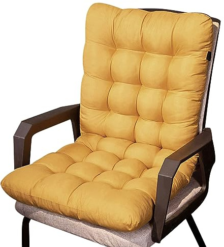 Kissen für Schaukelstuhl, überfüllt, mit Bändern, bequem, für den Außenbereich, Terrasse, 45 x 125 cm, perfekt für Liegestühle und Garten, Gelb