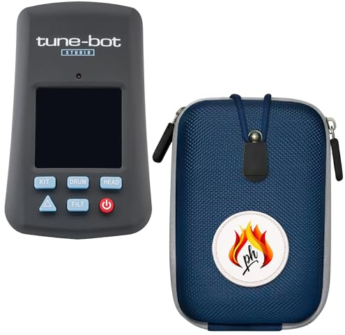 Tune-Bot Studio TBS-001 - Paquete de afinador de batería con funda de transporte rígida, dispositivo de afinación digital de batería, kit de afinación de tono para batería acústica, accesorios