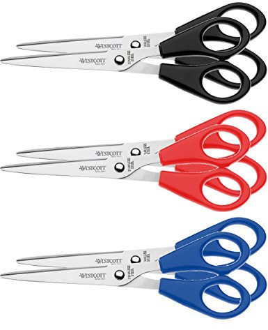 Westcott E-31031 00-I Scheren-Set Büro mit Kunststoffgriff, 15 cm, 18 Stück, schwarz/blau/rot