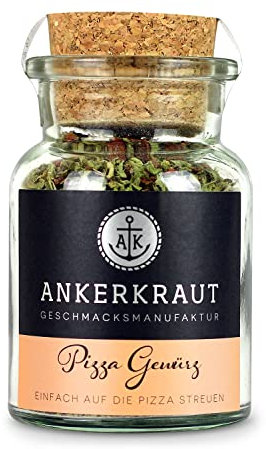 Ankerkraut Pizza, für original italienischen Geschmack, wie aus dem Steinofen, auch für Pasta, Tomate-Mozzarella und viele weitere Gerichte, 45 g im Korkenglas
