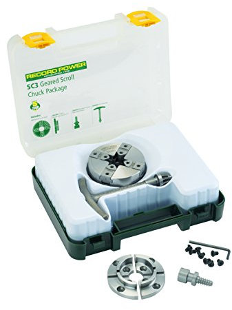 RIKON Power Tools 78-064 SC3 Chuck 3/4 x 16 Thread 50mm Jaw, Woodscrew & 2 Faceplate Package