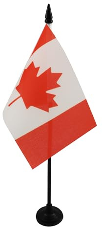 AZ FLAG - Canada Table Flag 4'' x 6'' - Canadian Office Mini Banner 100% Polyester 15 x 10 cm - Mini Desk Flag with 10'' Pole and Black Plastic Base