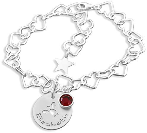 Kinderarmband Silber Mädchen oder Junge Armband mit Engel zur Taufe mit Gravur Armkettchen für Baby und Kinder Silberarmband Herzkette Stern Geburtsstein | HANDMADE IN GERMANY