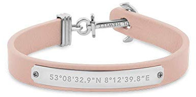 PAUL HEWITT Anker Armband Signum Koordinaten - Armband Leder Damen (Rosa) mit Anker Schmuck aus IP-Edelstahl (Rosegold)