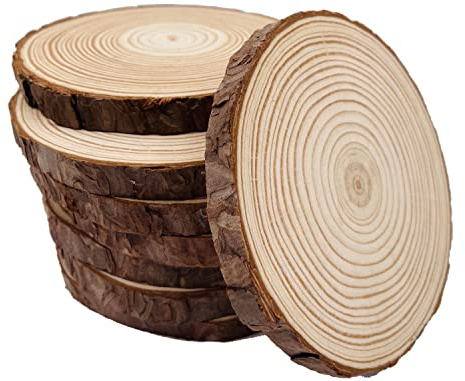 William Craft Rodajas de Madera Diámetro 13-14 cm 9pcs Troncos Madera Decoracion Apto para Pirograbador de Madera, Pintura,Navidad