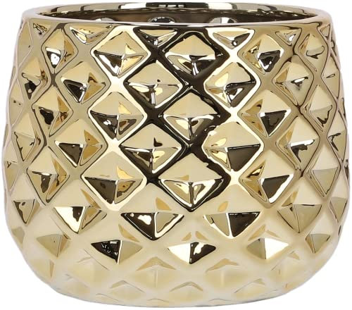 KOTARBAU® Keramik-Blumentopf Übertopf Ø 13 cm für Blumen Pflanzen Gold