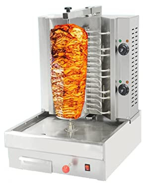Máquina eléctrica para Asar Pavos, asador Vertical Giratorio de 360 ° Parrilla giroscópica Horno de Acero Inoxidable Rotatorio Completamente automático Comercial Kebab Asador Barbacoa Encimera
