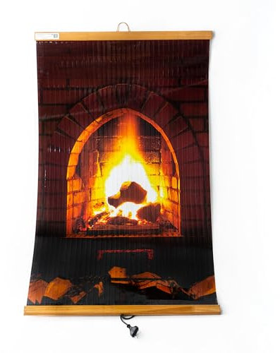 500W Pannello Riscaldante Infrarossi - per Ambienti fino a 15 m² – Riscaldatore a Infrarossi per Soggiorno, Ufficio, Camera da Letto – 60x105 cm (Camino)