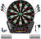 Elektronische Dartscheibe, FB-99 E-Dartboards Dartautomat mit 4 LCD-Anzeige und 6 Darts und 24 Pfeilkopf 27 Spiele mit 243 Spieloptionen Profi Elektronik Dartspiel für 16 Spieler