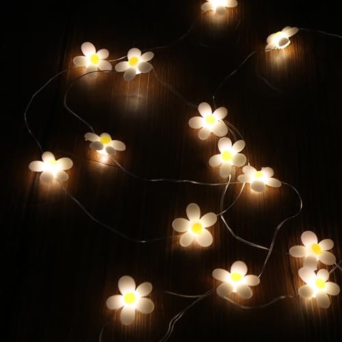 Catena luminosa con fiori, 200 cm, 20 LED, a batteria, luci decorative per passeggino, luci per giardino, matrimoni, interni, esterni, terrazza, alberi