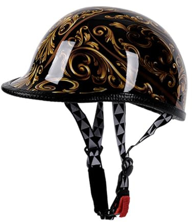 Men and Women Adults Retro Motorcycle Skull Cap Helmet Vintage Half Shell Polo Cap Helmet DOT Approved Lightweight Scooter Moped Cruiser Chopper V Motorbike Open Face Half Helmet(C,XX-Large)
