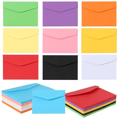 Mini Sobres - 100 Sobres de Papel Coloridos en 10 Tonos Vivos | Pequeños para Tarjetas, Invitaciones y DIY | Perfectos para Bodas, Fiestas, Cumpleaños, Navidad y Acción de gracias