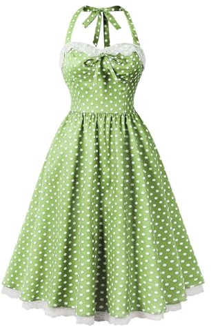 Rockabilly - Vestidos vintage de los años 50 para mujer, sin mangas, lunares, vestido de cóctel, estilo swing, moda años 60, festivo, tirantes finos, vestido túnica, vestido de fiesta, vestido de