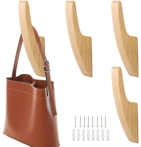 LINTRA 4 Pezzi Attaccapanni da Parete, Multifunzionale Appendiabiti Muro, in Legno Color Vintage Ganci Appendiabiti da Parete, per Appendere Vestiti, Cappelli, Sciarpe