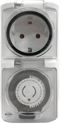 ELRO TO1500 Interruptor horario mecánico de Exterior | IP44 Estanco | Tiempos de conmutación de 30 Minutos | hasta 3600W