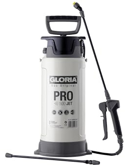 Gloria Tryckspruta Pro 500 Jet | 5 L professionell spruta för målare och renovering | Oljesäker (FKM) | Inkl. 0,5 m förlängningslins | Perfekt för primer, glasyr, träskyddsolja och tapetborttagare |