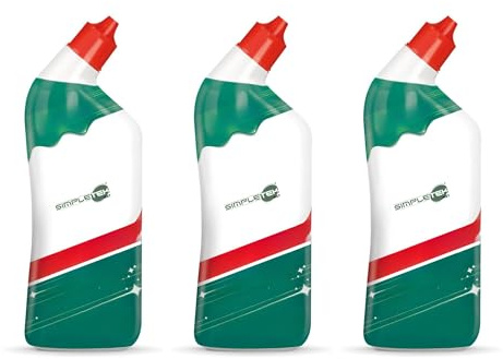 SIMPLETEK - Disinfettante Disincrostante Gel Bagno 3x 700ml | Elimina 100% Calcare, Germi e Batteri | Eco-Flacone [3 pezzi]