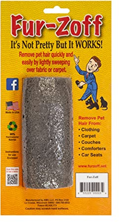 Fur-Zoff Pet Hair Removal Tool for Carpet, Car, Rugs, Bedding, Clothing, Cat and Dog hair removal, Automotive Interior Detailing,gray