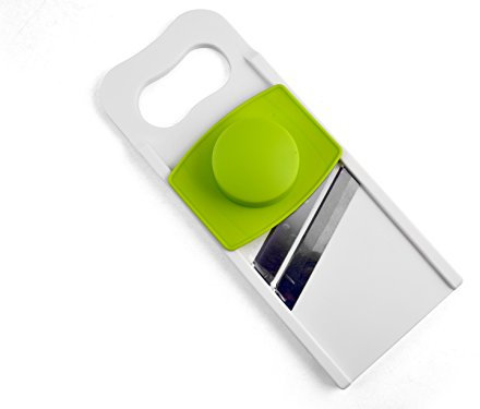 H&H Twin Blades Affettatore Manuale, 2 Lame in Acciaio, con Salvadita, Bianco/Verde