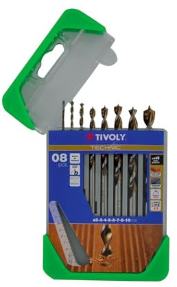 TIVOLY - Coffret Forets Bois HSS Haute Performance - Pour Perçage du Bois - 8 Forets Gradués en Bronze Ø 2-3-4-5-6-7-8-10 mm