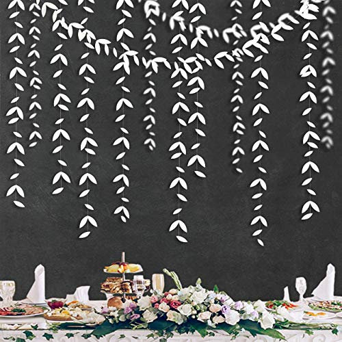 Pink Blume 52 Ft Banner Frühling Weiß Blatt Girlande Thema Dekoration für Party Kit Paper Hanging Leaves Streamer Banner für Geburtstag Urlaub