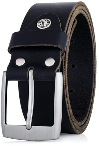 Lindenmann Cinturón hombre cinturón de piel de búfalo, 40 mm de ancho y 3,5 mm - 4 mm de grosor, negro