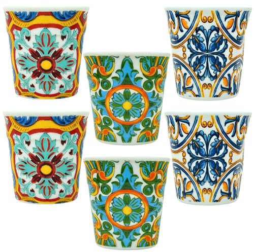 NAMAI - Espresso Tassen Set aus 6 - Spülmaschinenfest - Espressotassen Porzellan - Espresso Set -Espressotassen Dickwandig Italienisch - Mokka Tassen Set