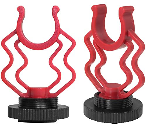 LUORNG Shockmount for External Video Mic 2PCS On Camera Microphone Shock Mount Holder Bracket with 1/4in Cold Shoe for RODE VideoMicro,MM1,VXR10,MCM-1,M80 Mini Cardioid Shotgun Microphone