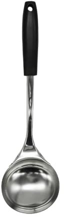 Fackelmann INITIAL Soup Ladle, Stainless Steel with Plastic Handle, Sauce Ladle, Stirring & Serving, Home & Professional, Large Scooping Stew & Gravy Spoon, 33cm, Silver