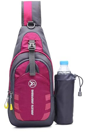 Imwell Sling Bag Crossbody Backpack Schulterrucksack mit verstellbarem Schultergurt Perfekt für Outdoorsport Wandern Radfahren Bergsteigen Reisen (Rosenrot)