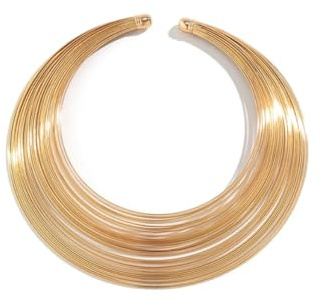MAJALE - Collana Rigida a Filo d'Oro o Argento - Girocollo in Filo d'Oro con Volte - Collana a Filo d'Oro per il Collo - Placcato in Oro e Argento, Talla Única, Placcato oro, Non applicabile.