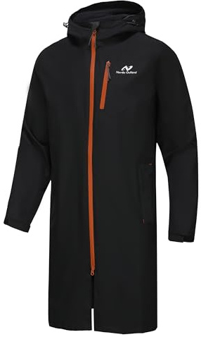NORDIC OUTLAND Veste de pluie pour homme, imperméable et respirante avec doublure en maille, coupe-vent pour les activités de plein air (FR/ES, Alpha, XL, Regular, Regular, Black)