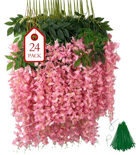 BIRDDIE 24 Pièces Glycine Artificielle Rose Fleur Artificielle Deco
