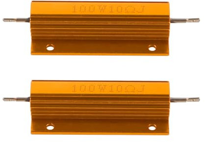 2 Stück FONGKNOX 100 W 10R Widerstand mit Aluminiumgehäuse 10 Ohm Aluminium-Goldschalengehäuse Drahtwiderstand Lastwiderstände Heatshink-Gehäuse Reparaturtest Metallwiderstand