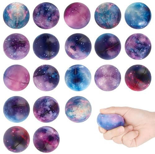 Hxezoc 20 Pieces Galaxy Stress Ball Cute Galaxy Squeeze Anxiety Bulk Toy Balls for School Reward Carnival Prizes Party Favors Hand Exercise Supplies