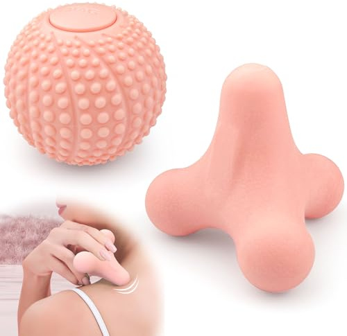 xianzhanEU Lot de 2 balles de massage pour les pieds, le dos, les fascias, les points de déclenchement, pour le massage des épaules, du cou, des pieds et des mains (rose)
